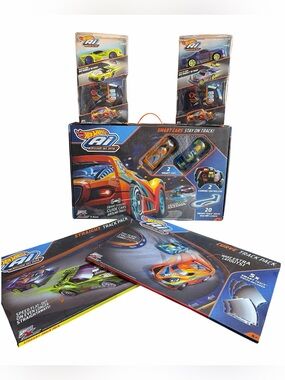 🔥 Hot Wheels AI 4-Car 4-Controller Special Bundle Track Pack Set New🔥